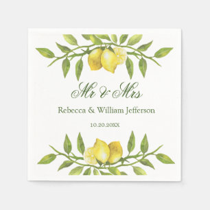 Lemons & Greenery Wedding Paper Napkin