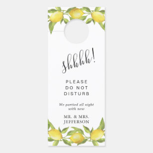 Lemons & Greenery Wedding Welcome Do Not Disturb Door Hanger