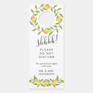 Lemons & Greenery Wedding Welcome Do Not Disturb Door Hanger