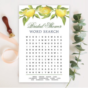 Lemons & Greenery  Word Search Bridal Shower Game