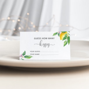 Lemons guess how many kisses bridal game enclosure card