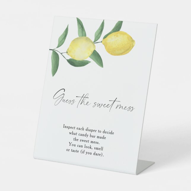 Lemons - guess the sweet mess pedestal sign (Front)