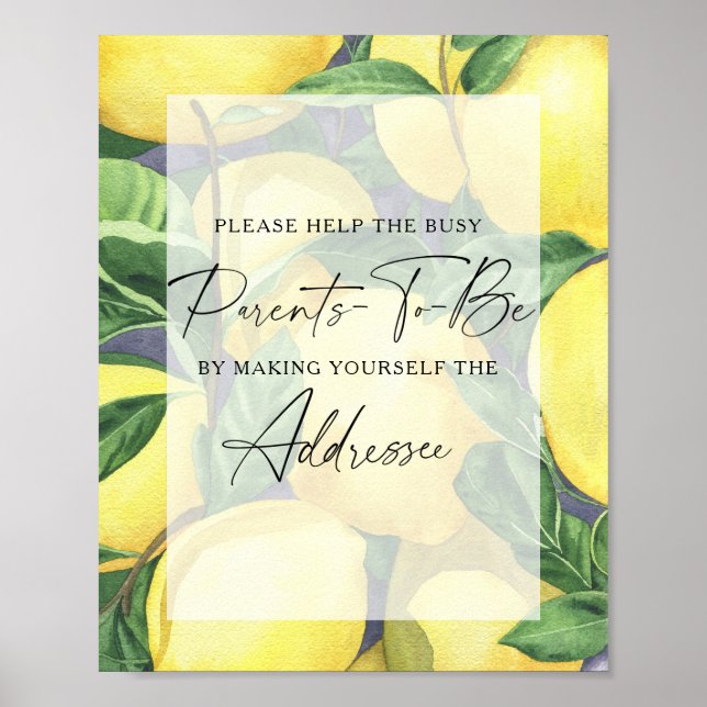 Lemons - Help the Busy Parents-to-Be Addressee Poster (Front)