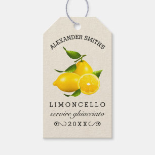 Lemons Homemade Limoncello Hang Tag   Bottle