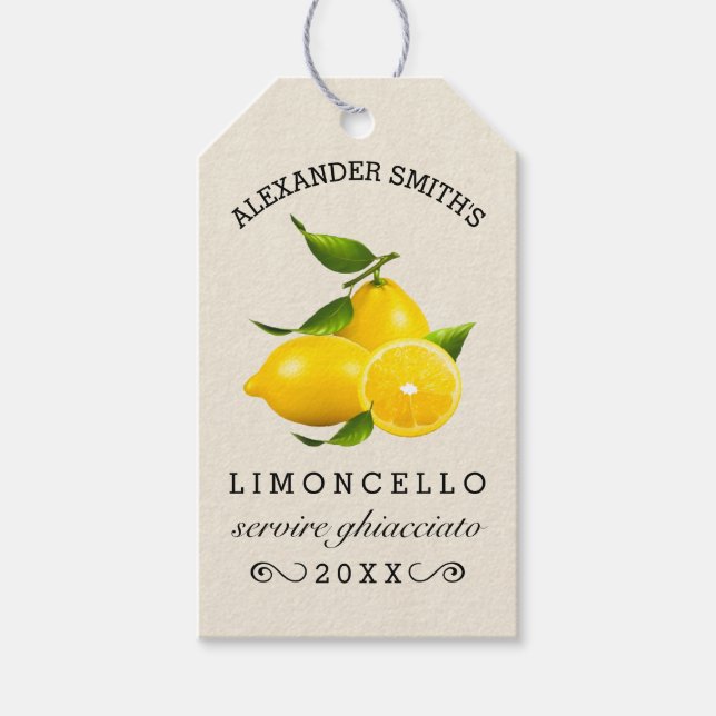 Lemons Homemade Limoncello Hang Tag | Bottle (Front)