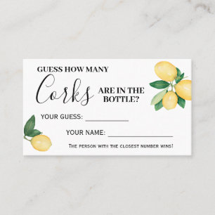 Lemons How Many Corks Bridal Shower Game card