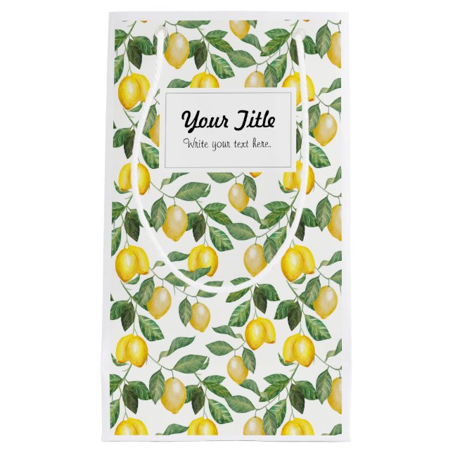 lemons, illustration. Personalizable Small Gift Bag (Front)