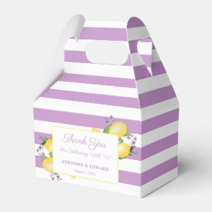 Lemons Lavender Purple Stripes Wedding Shower Favour Box