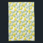 Lemons & Leaves Fruit Watercolor Pattern Kitchen Tea Towel<br><div class="desc">Vibrant watercolor lemons and leaves pattern for your kitchen decor. A touch of spring, summer or for a tropical feel. Great for your home or cottage. Lemons are a lovely symbol of all things clean and fresh!</div>