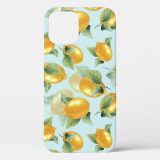 Lemons Leaves: Watercolor Seamless Print iPhone 12 Case