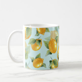 Lemons Leaves: Watercolor Seamless Print Coffee Mug