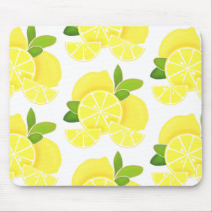 Lemons   lemon slices   sunny citrus pattern    mouse mat
