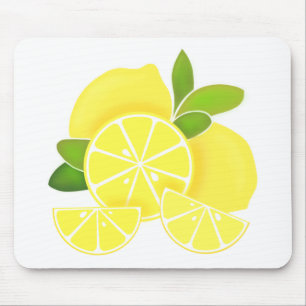 Lemons lemon slices sunny citrus pattern mouse mat