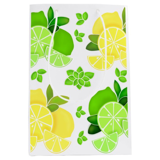 Lemons lime| lemon lime slices sunny citrus    medium gift bag (Front)