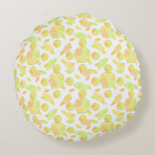 lemons lime orange slices fruit citrus nature round cushion