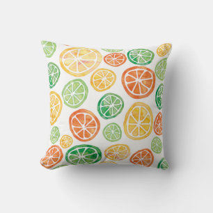 Lemons Limes Oranges watercolor patterned pillow