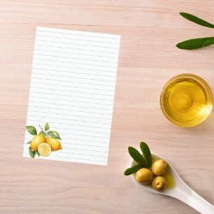 Lemons lined cookbook page mini binder insert