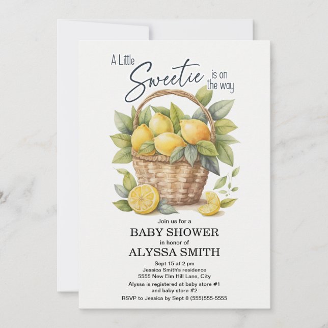 Lemons Little Sweetie Baby Shower Invitation (Front)