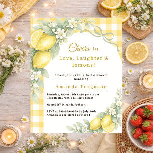 Lemons love gingham Bridal Shower invitation