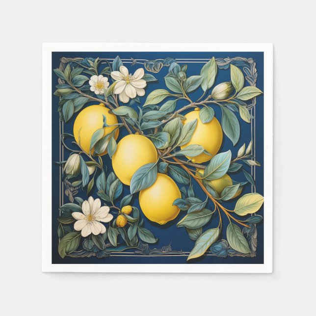 Lemons Mediterranean Summer Citrus Napkin (Front)
