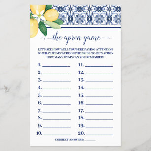 Lemons Mediterranean The Apron Shower Game Card