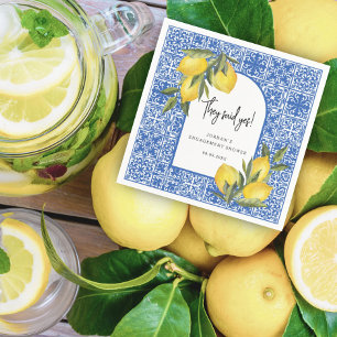 Lemons & Mediterranean Tile They Said Yes Shower Napkin