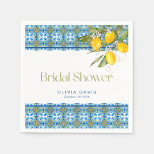 Lemons Mediterranean Tiles Bridal Shower Napkin