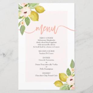 Lemons Menu Card