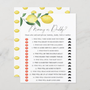 Lemons - mummy or daddy baby shower game