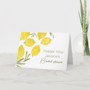 Lemons Olive Branch Yellow Italian Bridal Shower Thank You Card