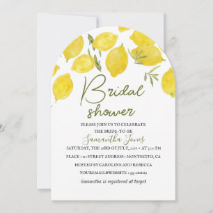 Lemons Olive branch Yellow Rustic Bridal Shower Invitation