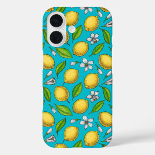 Lemons on blue iPhone 16 case