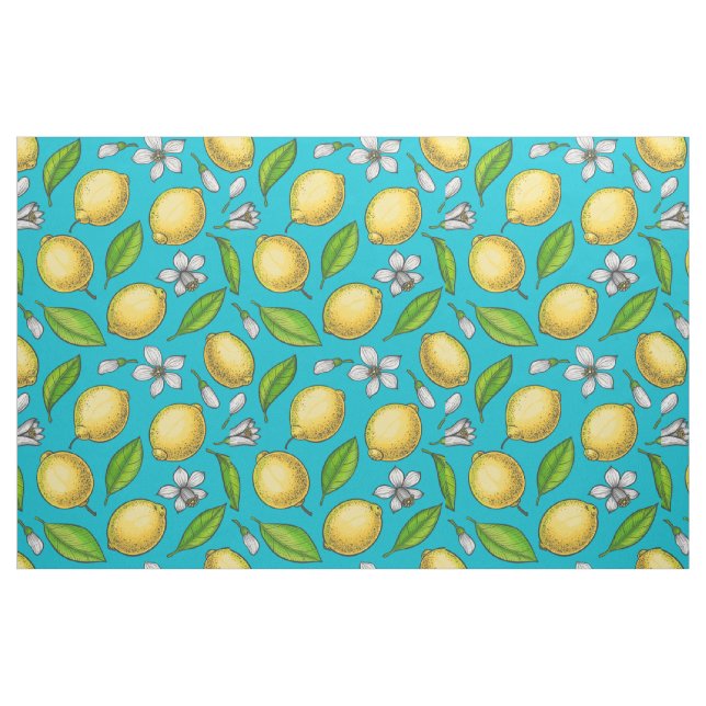 Lemons on blue fabric (Fat Quarter)