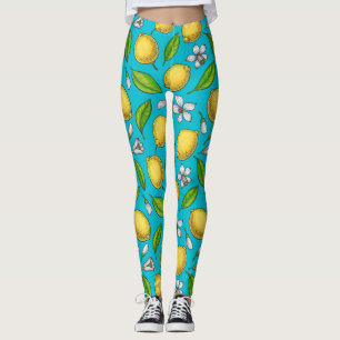 Lemons on blue leggings