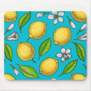 Lemons on blue mouse mat