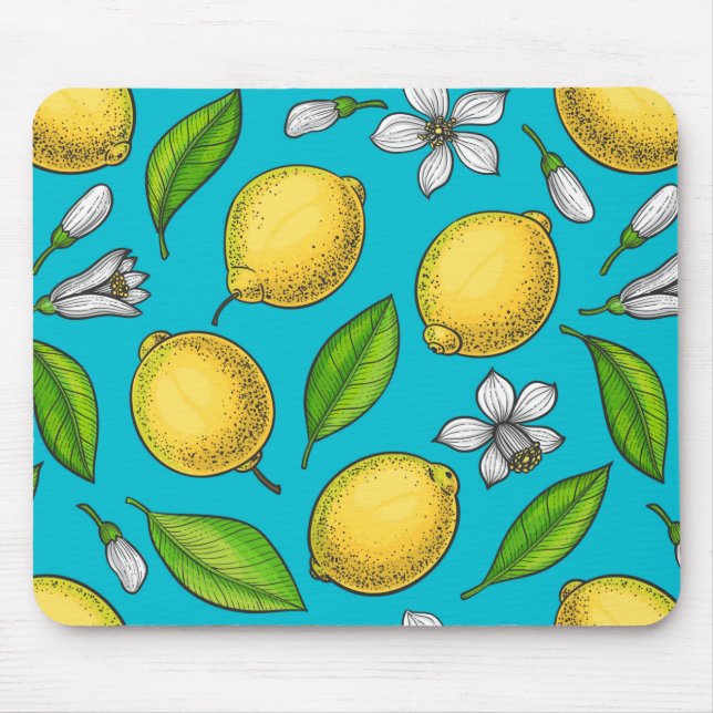 Lemons on blue mouse mat (Front)