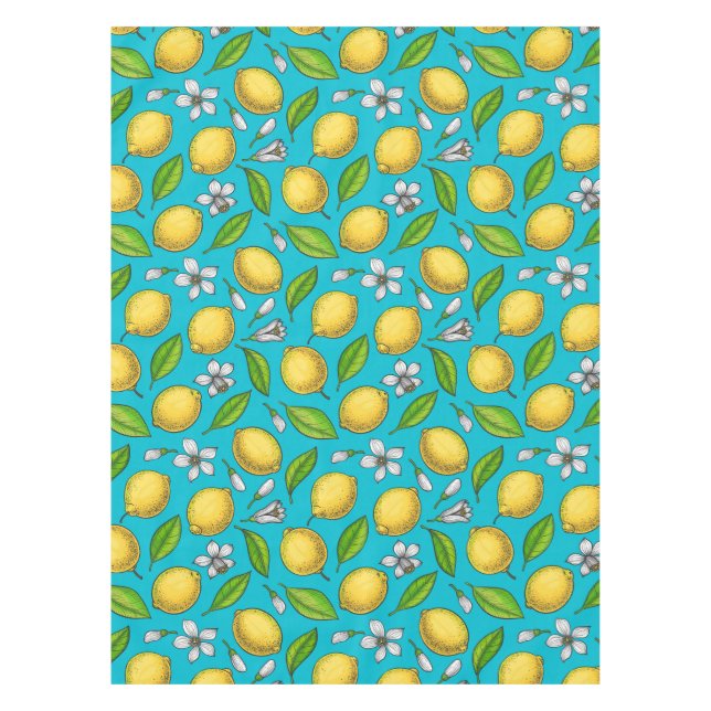 Lemons on blue tablecloth (Front)
