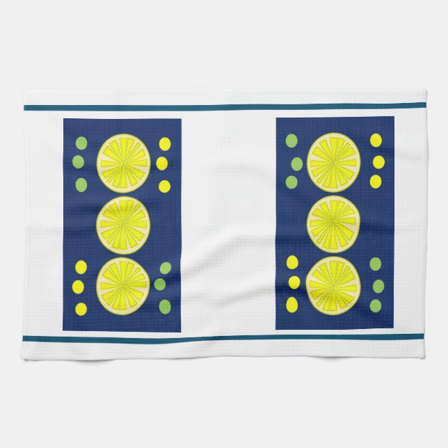 Lemons on Blue Tea Towel (Horizontal)