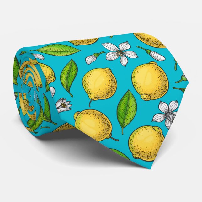 Lemons on blue tie (Rolled)