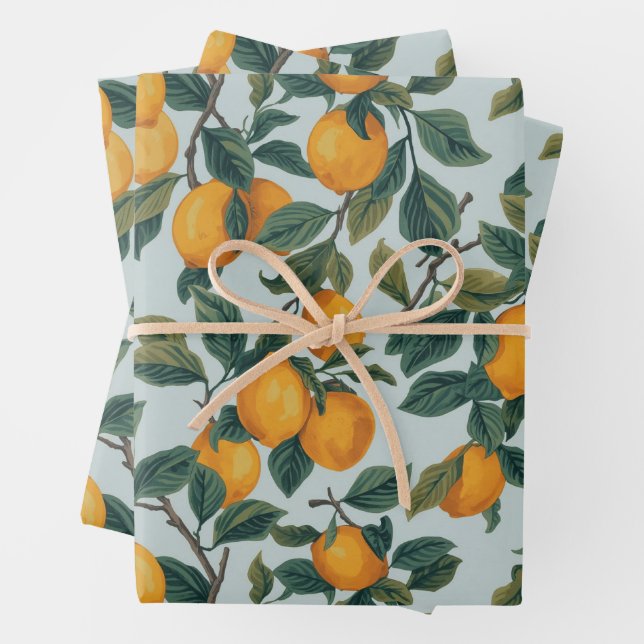 Lemons on Branches Wrapping Paper Sheet (In situ)