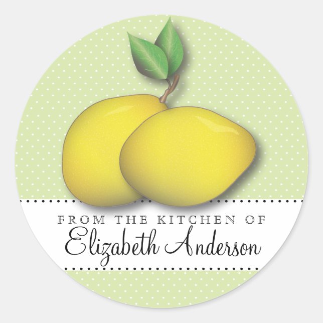 Lemons on Green Polka Dot From the Kitchen Label (Front)