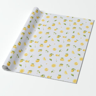 Lemons on Light Blue Wrapping Paper