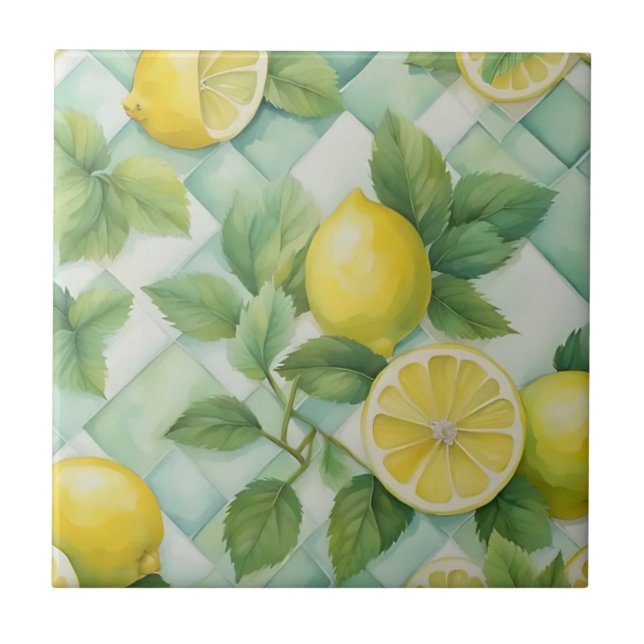 Lemons on Mint Tile (Front)