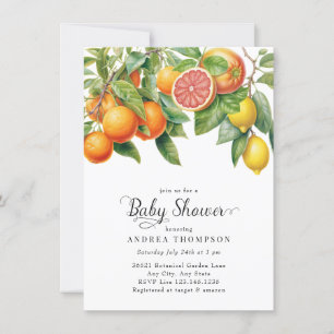 Lemons Orange Citrus Baby Shower Invitation