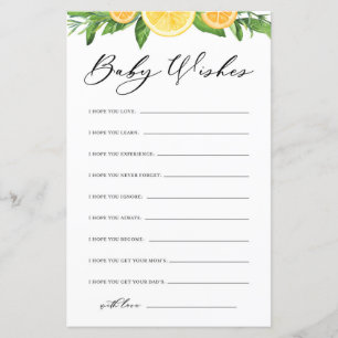 Lemons & Oranges Baby Shower Well Wishes for Baby