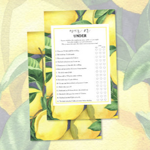 Lemons - Over or under bridal shower game