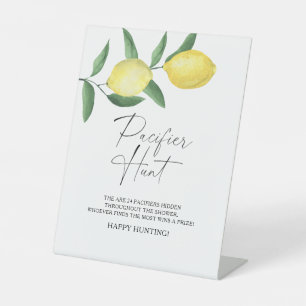 Lemons - pacifier hunt baby shower game pedestal sign