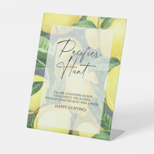 Lemons - pacifier hunt baby shower game pedestal sign