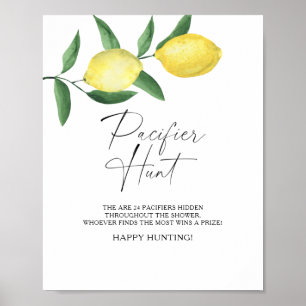 Lemons - pacifier hunt baby shower game poster