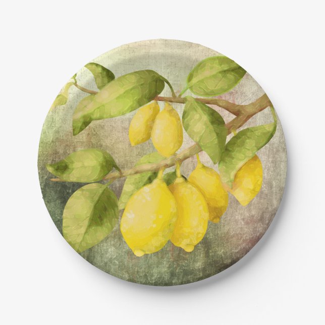 Lemons Painting Paper Plate (Front)